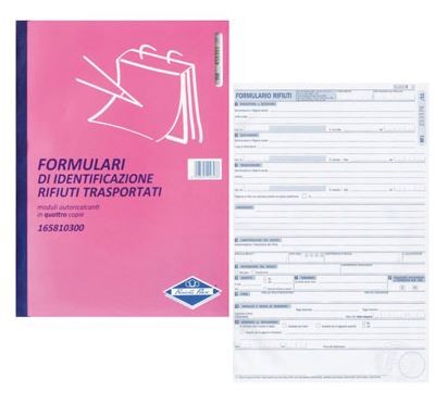 Formulario identificazione rifiuti trasportati 4 copie 25x4 F.to A4